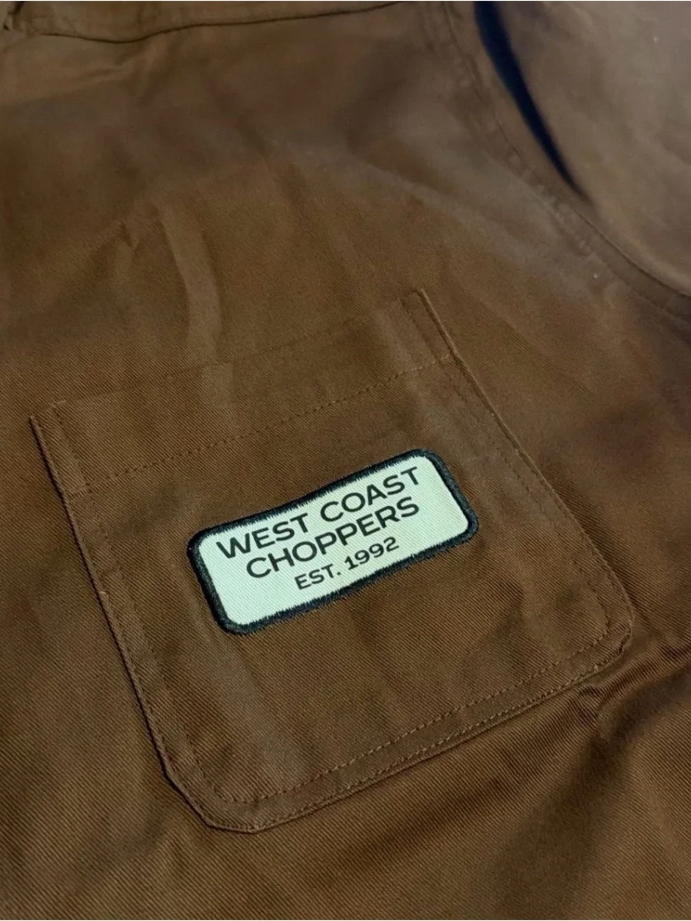 West Coast Choppers Brown Graphic Baggy Button Up Shirt NWT
